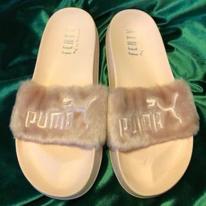 Puma by Fenty  pink fur slides